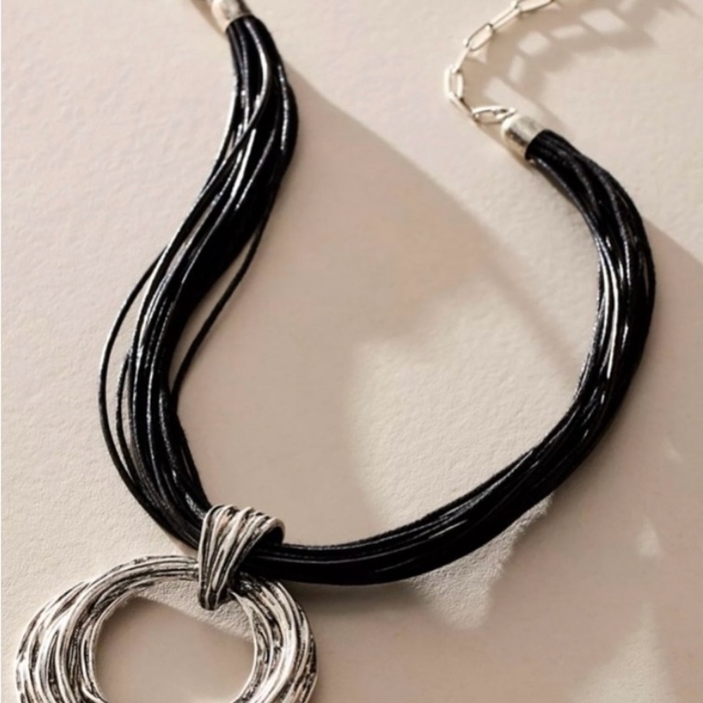 Free People Black and Silver Multi-Strand Necklace